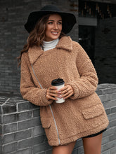 Load image into Gallery viewer, Double Take Zip-Up Collared Teddy Jacket
