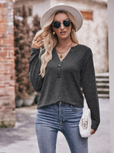 Load image into Gallery viewer, Double Take Buttoned Notched Neck Long Sleeve Top