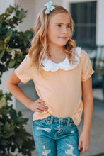 Load image into Gallery viewer, Girls Contrast Peter Pan Collar Short Sleeve Top