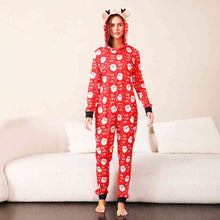 Load image into Gallery viewer, Santa Print Hooded Jumpsuit