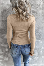 Load image into Gallery viewer, Crewneck Buttons Ribbed Knit Long Sleeve Top