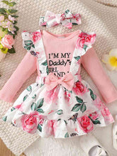 Load image into Gallery viewer, Round Neck Long Sleeve Top and Printed Dress Set