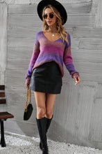 Load image into Gallery viewer, Multicolored Rib-Knit V-Neck Knit Pullover