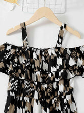 Load image into Gallery viewer, Printed Cold-Shoulder Flare Leg Jumpsuit