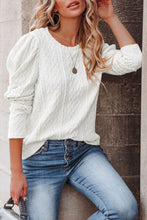 Load image into Gallery viewer, Solid Color Puffy Sleeve Textured Knit Top