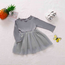 Load image into Gallery viewer, Girls Round Neck Ribbed Tulle Dress
