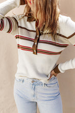 Load image into Gallery viewer, Striped Collared Neck Rib-Knit Top