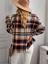 Load image into Gallery viewer, Double Take Plaid Button Front Brushed Shacket with Breast Pockets