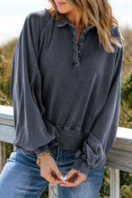 Load image into Gallery viewer, Quarter-Snap Collared Lantern Sleeve Sweatshirt
