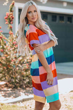 Load image into Gallery viewer, Women Color Block Side Slit Mini Dress