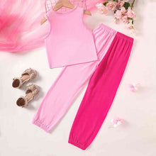 Load image into Gallery viewer, Girls Graphic Tank and Contrast Joggers Set