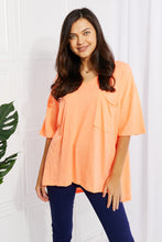Load image into Gallery viewer, Zenana Neon Lights Full Size Raw Edge Pocket Tee