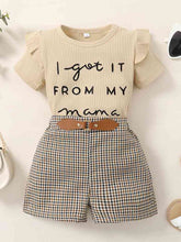 Load image into Gallery viewer, Ribbed Round Neck Short Sleeve Top and Plaid Shorts Set