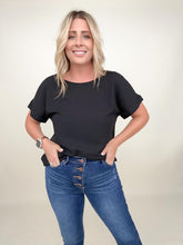 Load image into Gallery viewer, Zenana Rolled Sleeve Boat Neck Top