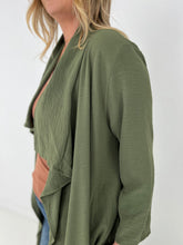 Load image into Gallery viewer, Jade By Jane Draped Front Long Body Jacket
