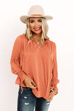 Load image into Gallery viewer, Swiss Dot Tie Neck Flounce Sleeve Blouse