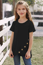 Load image into Gallery viewer, Girls Buttoned Tulip Hem T-Shirt
