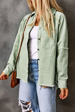 Load image into Gallery viewer, Green Frayed Boyfriend Corduroy Shacket