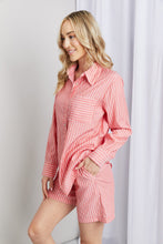 Load image into Gallery viewer, Zenana Striped Shirt and Shorts Loungewear Set in Deep Coral