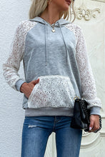Load image into Gallery viewer, Lace Raglan Sleeve Drawstring Hoodie