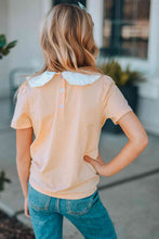 Load image into Gallery viewer, Girls Contrast Peter Pan Collar Short Sleeve Top