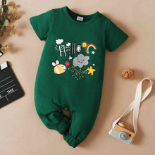 Load image into Gallery viewer, HELLO HAPPY Graphic Short Sleeve Jumpsuit