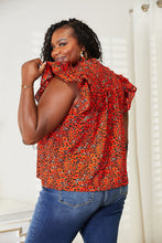 Load image into Gallery viewer, Double Take Floral Flutter Sleeve Notched Neck Blouse