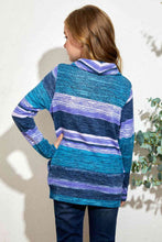 Load image into Gallery viewer, Girls Striped Cowl Neck Top with Pockets