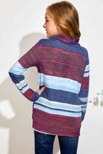 Load image into Gallery viewer, Girls Striped Cowl Neck Top with Pockets