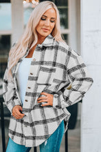 Load image into Gallery viewer, Plaid Curved Hem Dropped Shoulder Longline Shirt Jacket