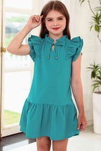 Load image into Gallery viewer, Tie Neck Flutter Sleeve Dress