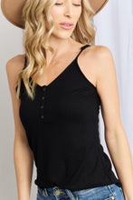 Load image into Gallery viewer, Zenana Full Size Quarter-Snap Ribbed Cami in Black