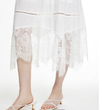 Load image into Gallery viewer, White Lace Asymmetrical Hem Maxi Skirt