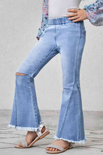 Load image into Gallery viewer, Girls Distressed Frayed Trim Flare Jeans
