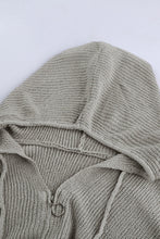 Load image into Gallery viewer, Zipper V-Neck Dropped Sleeve Hooded Solid Sweater