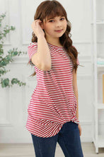 Load image into Gallery viewer, Girls Striped Round Neck Twisted Tee Shirt