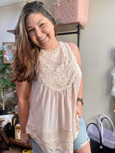 Load image into Gallery viewer, Lace Detail Buttons Back Sleeveless Top