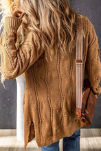 Load image into Gallery viewer, Ribbed Trim Eyelet Cable Knit Cardigan