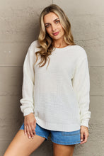 Load image into Gallery viewer, Zenana Cozy Season High Low Waffle Sweater Pullover in Ivory