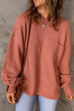 Load image into Gallery viewer, Ribbed Trim Lantern Sleeve Pocketed Sweater