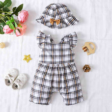 Load image into Gallery viewer, Plaid Square Neck Bow Detail Jumpsuit