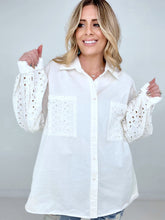 Load image into Gallery viewer, Oli & Hali "A Softer Side" Mineral Washed Eyelet Contrast Shirt