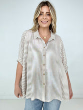 Load image into Gallery viewer, Zenana "Lucky Stripes" Oversized Striped Short Sleeve Button-Up Shirt