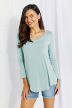 Load image into Gallery viewer, Zenana Full Size V-Neck Curved Hem Top in Light Green