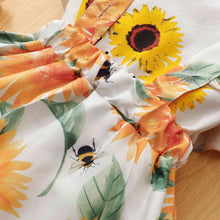 Load image into Gallery viewer, Graphic Bodysuit and Sunflower Overall Skirt Set