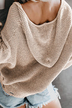 Load image into Gallery viewer, Zipper V-Neck Dropped Sleeve Hooded Solid Sweater