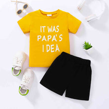 Load image into Gallery viewer, Kids IT WAS PAPA'S IDEA Graphic Tee and Shorts Set