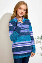 Load image into Gallery viewer, Girls Striped Cowl Neck Top with Pockets