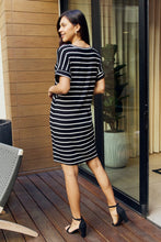 Load image into Gallery viewer, Zenana Full Size Striped V-Neck Pocket Dress in Black/Ivory