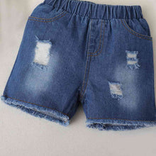 Load image into Gallery viewer, Sunflower Print Top and Distressed Denim Shorts Set